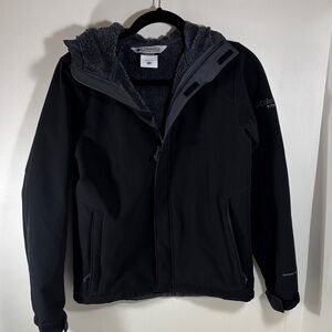 Columbia Youth Black Hooded Zippered Velcro Performance Jacket